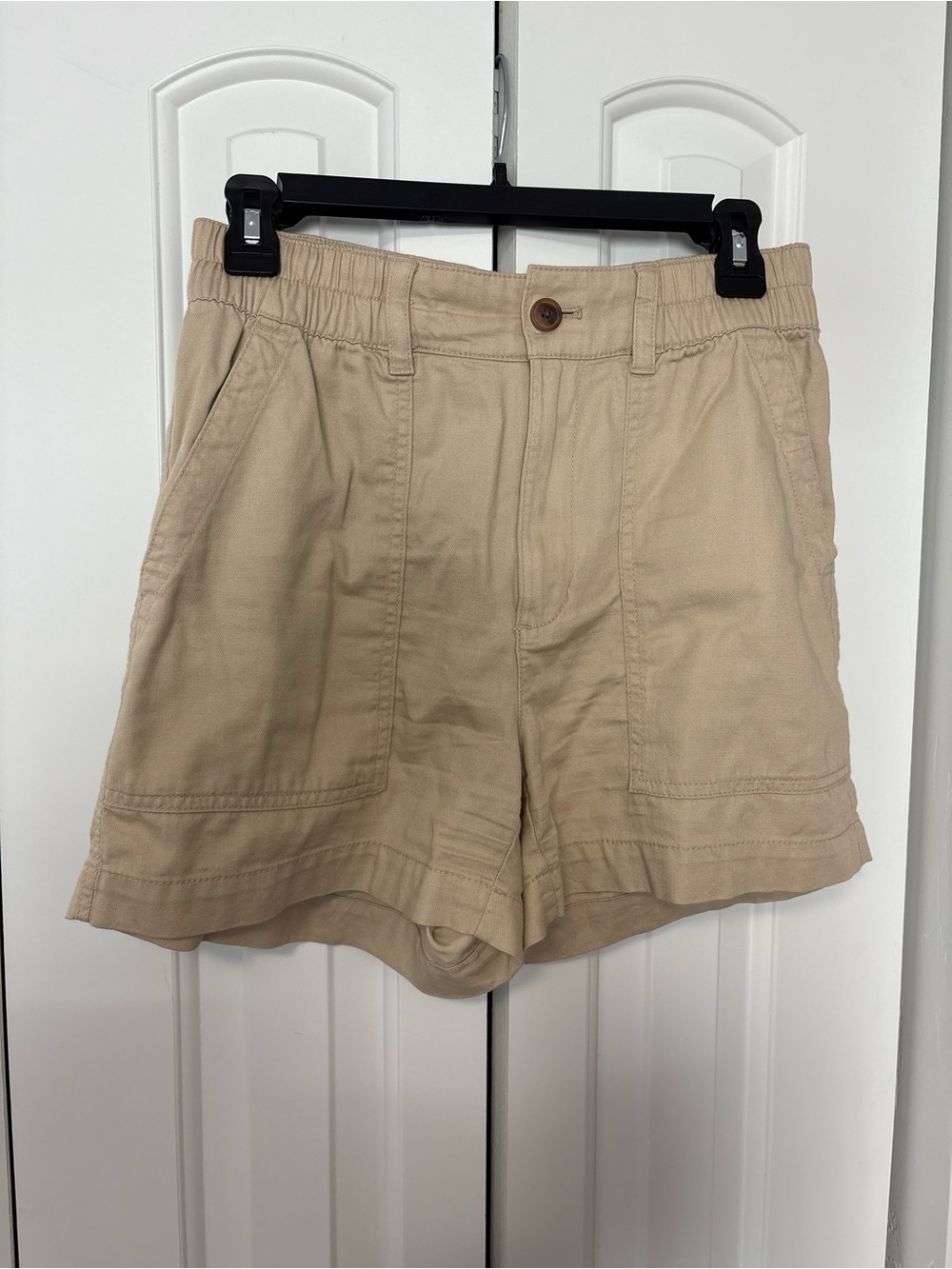 GAP Beige Elastic-Waist Bermuda Shorts